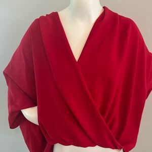 Trina Turk ~ Concourse Surplice V-Neck Short Sleeve Oversized Top RED